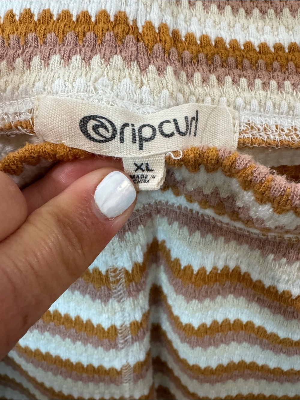 RIPCURL Striped Cream and Brown Knit flare pants - Picture 2 of 3